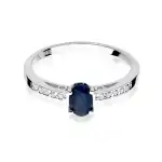 Pierścionek zaręczynowy D106 z białego złota szafir 0.70 ct