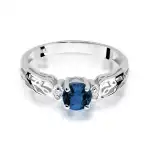 Pierścionek zaręczynowy D025 z białego złota szafir 0.50 ct