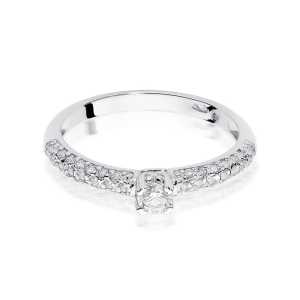 Pierścionek zaręczynowy D256 z białego złota brylant 0,36