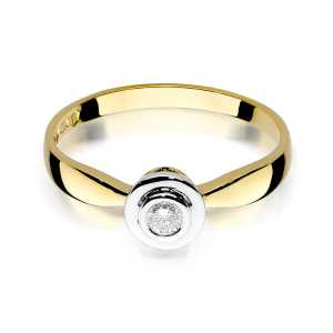 Pierścionek zaręczynowy D389 z żółtego złota brylant 0.15 ct