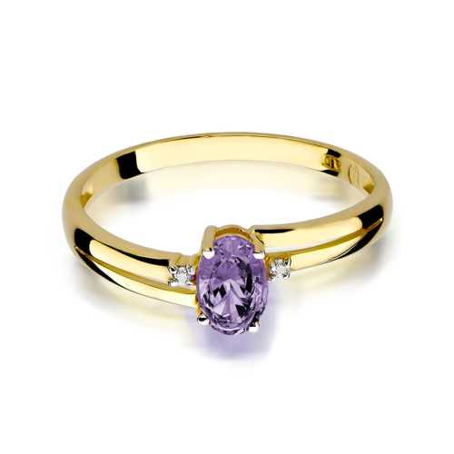 Pierścionek zaręczynowy D111 z żółtego złota z wyjątkowym tanzanitem 0,40ct i brylantami, Luva.