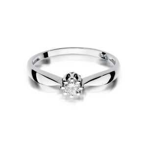 Pierścionek zaręczynowy D306 z białego złota brylant 0.15 ct