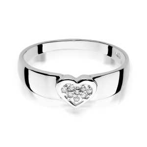 Pierścionek zaręczynowy D424 z białego złota brylant 0.04 ct