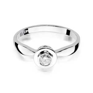 Pierścionek zaręczynowy D390 z białego złota brylant 0.20 ct