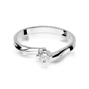 Pierścionek zaręczynowy D335 z białego złota brylant 0.20 ct