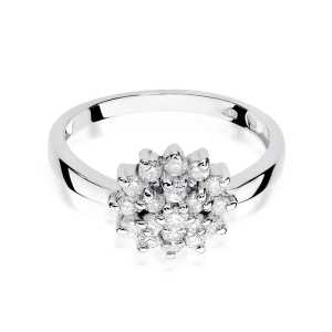 Pierścionek zaręczynowy D008 z białego złota brylant 0.4 ct