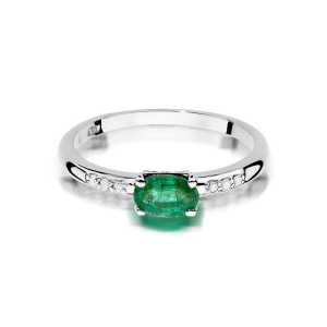 Pierścionek zaręczynowy D133 z białego złota szmaragd 0.40 ct