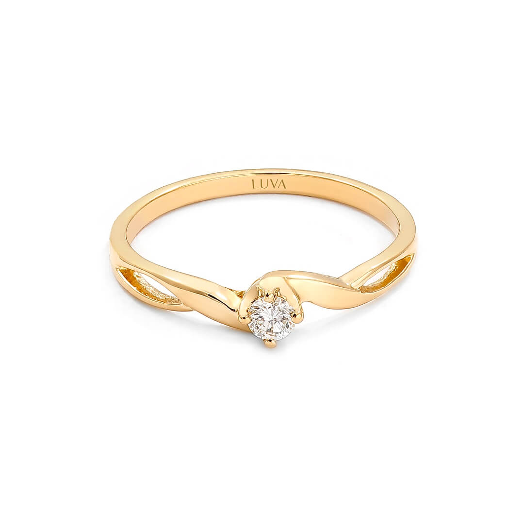 Pierścionek zaręczynowy z plecionką z żółtego złota LV13