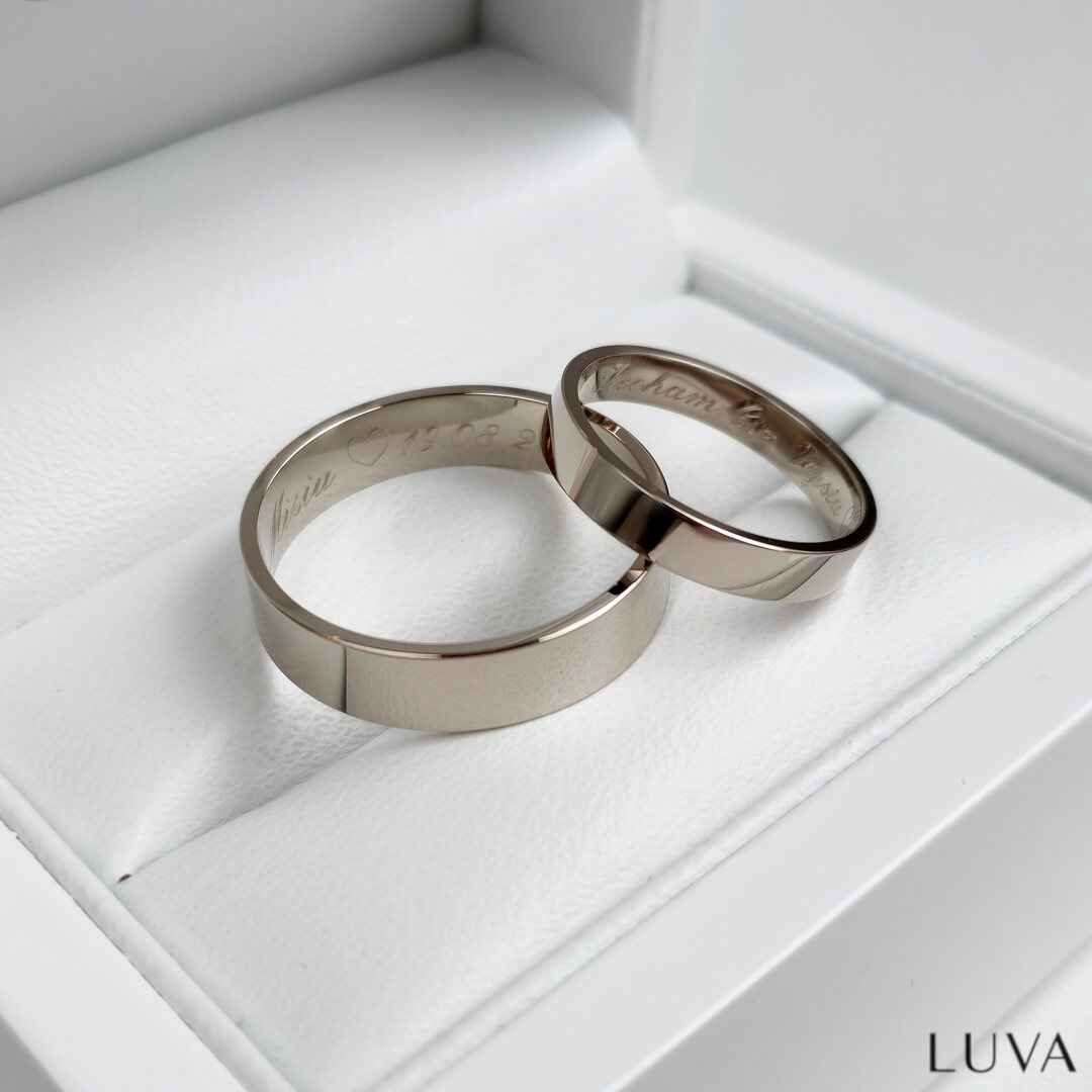 Obrączka płaska z białego złota palladowego