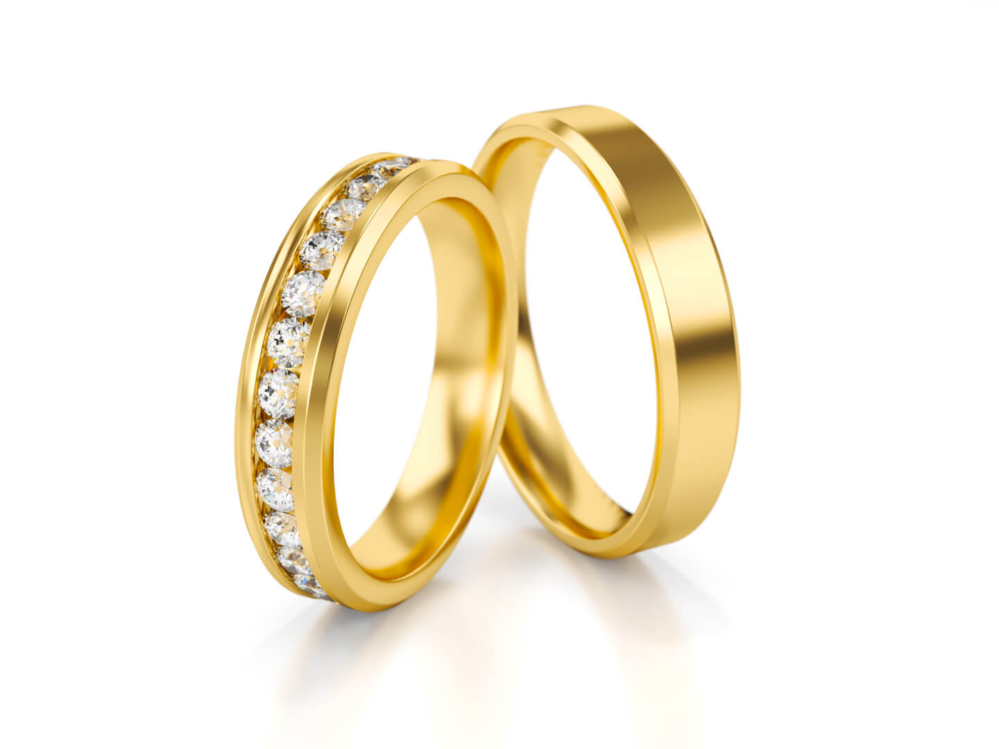 Piękne obrączki z brylantami dookoła w kanałowej oprawie Luva